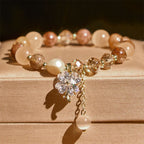 Fortune Jewel Four Leaf Clover Amethyst Citrine Green Strawberry Quartz Rutilated Quartz Balance Bracelet - Fortune Jewel