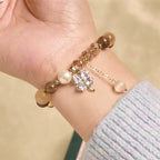 Fortune Jewel Four Leaf Clover Amethyst Citrine Green Strawberry Quartz Rutilated Quartz Balance Bracelet - Fortune Jewel