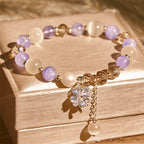 Fortune Jewel Four Leaf Clover Amethyst Citrine Green Strawberry Quartz Rutilated Quartz Balance Bracelet - Fortune Jewel