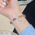 Fortune Jewel Four Leaf Clover Amethyst Citrine Green Strawberry Quartz Rutilated Quartz Balance Bracelet - Fortune Jewel