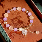 Fortune Jewel Four Leaf Clover Amethyst Citrine Green Strawberry Quartz Rutilated Quartz Balance Bracelet - Fortune Jewel