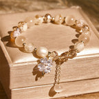 Fortune Jewel Four Leaf Clover Amethyst Citrine Green Strawberry Quartz Rutilated Quartz Balance Bracelet - Fortune Jewel