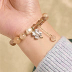 Fortune Jewel Four Leaf Clover Amethyst Citrine Green Strawberry Quartz Rutilated Quartz Balance Bracelet - Fortune Jewel