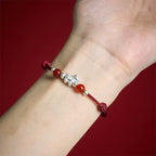 Fortune Jewel 999 Sterling Silver Red Agate Year Of The Horse Prosperity String Bracelet - Fortune Jewel