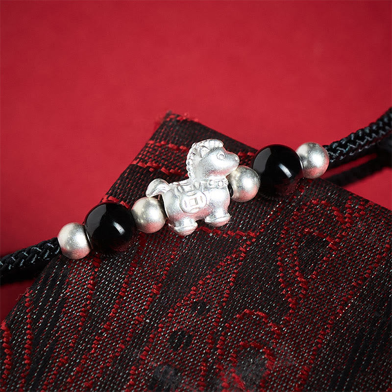 Fortune Jewel 999 Sterling Silver Red Agate Year Of The Horse Prosperity String Bracelet - Fortune Jewel