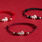 Fortune Jewel 999 Sterling Silver Red Agate Year Of The Horse Prosperity String Bracelet - Fortune Jewel