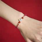 Fortune Jewel 999 Sterling Silver Red Agate Year Of The Horse Prosperity String Bracelet - Fortune Jewel