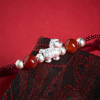 Fortune Jewel 999 Sterling Silver Red Agate Year Of The Horse Prosperity String Bracelet - Fortune Jewel
