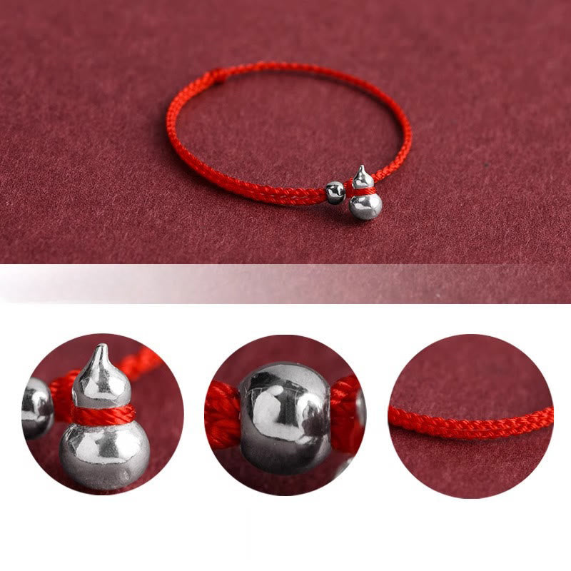 Fortune Jewel 925 Sterling Silver Gourd Lucky Fortune Charm String Connection Bracelet - Fortune Jewel