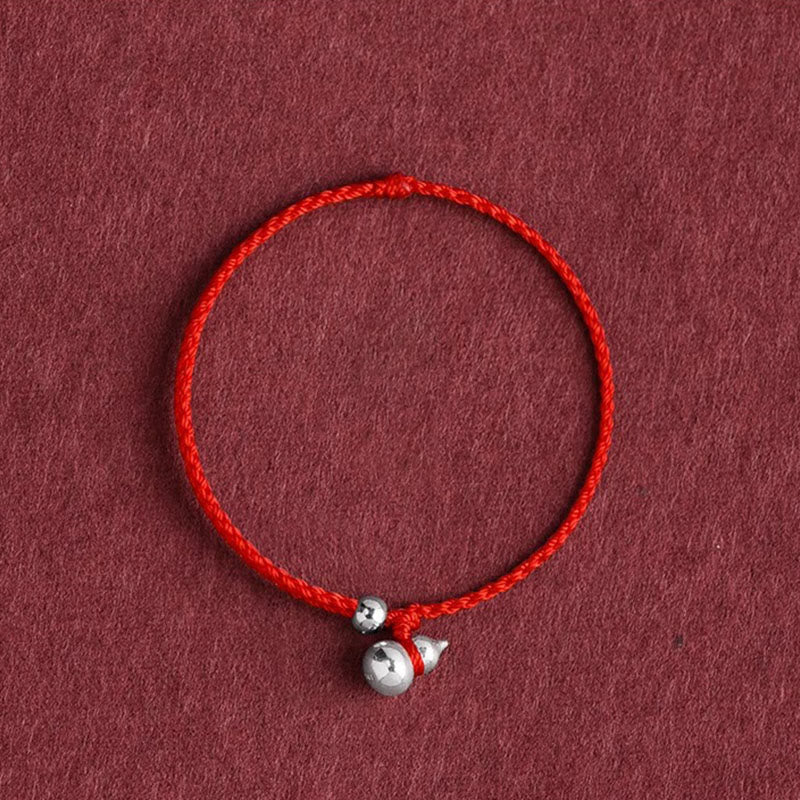 Fortune Jewel 925 Sterling Silver Gourd Lucky Fortune Charm String Connection Bracelet - Fortune Jewel