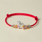 Fortune Jewel Year of the Horse 999 Sterling Silver Winged Horse Fu Character Red String Luck Bracelet - Fortune Jewel