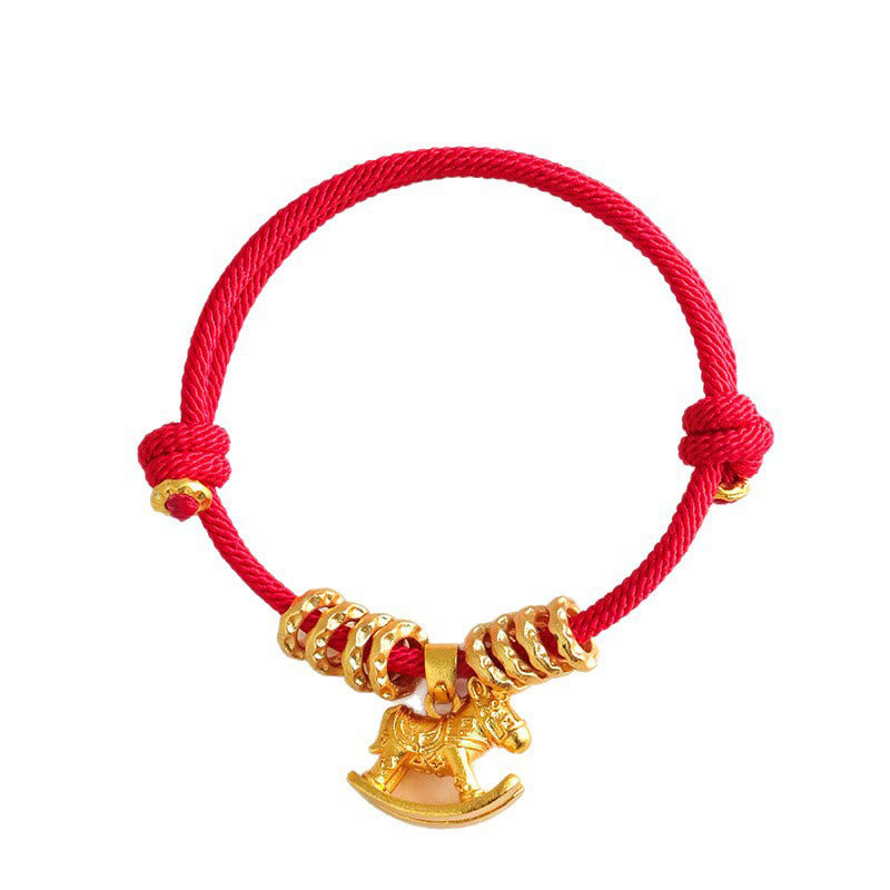 Fortune Jewel Year Of The Horse Simple Horse Circle Charm Rope Faith Bracelet - Fortune Jewel