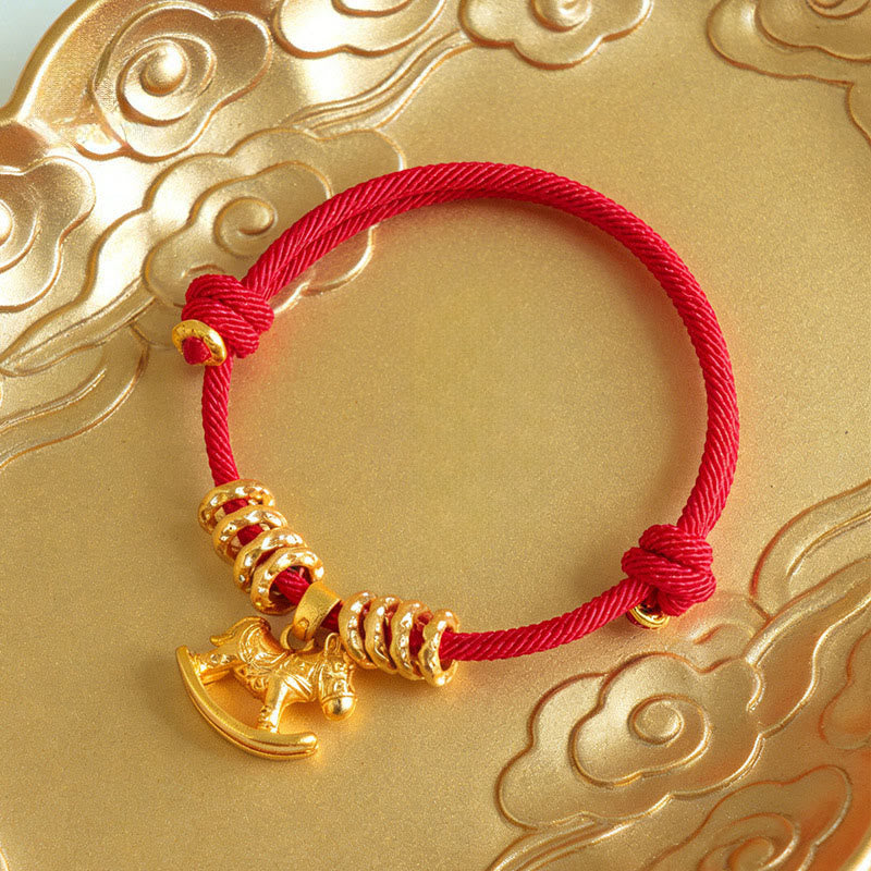 Fortune Jewel Year Of The Horse Simple Horse Circle Charm Rope Faith Bracelet - Fortune Jewel