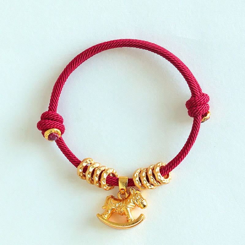 Fortune Jewel Year Of The Horse Simple Horse Circle Charm Rope Faith Bracelet - Fortune Jewel
