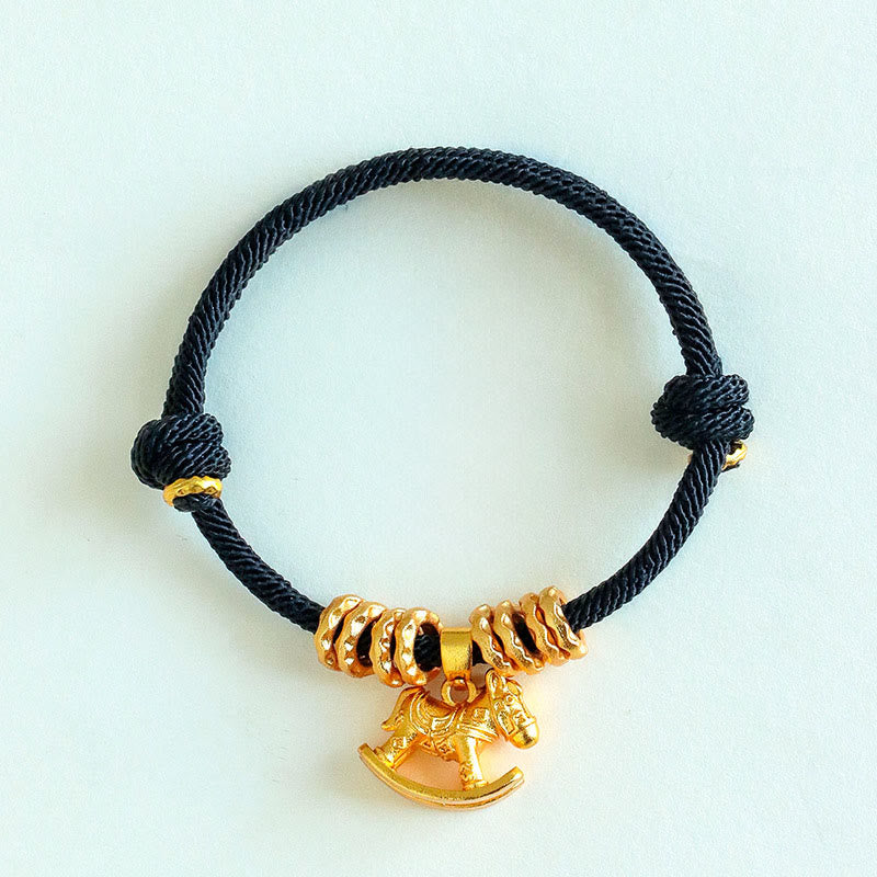 Fortune Jewel Year Of The Horse Simple Horse Circle Charm Rope Faith Bracelet - Fortune Jewel
