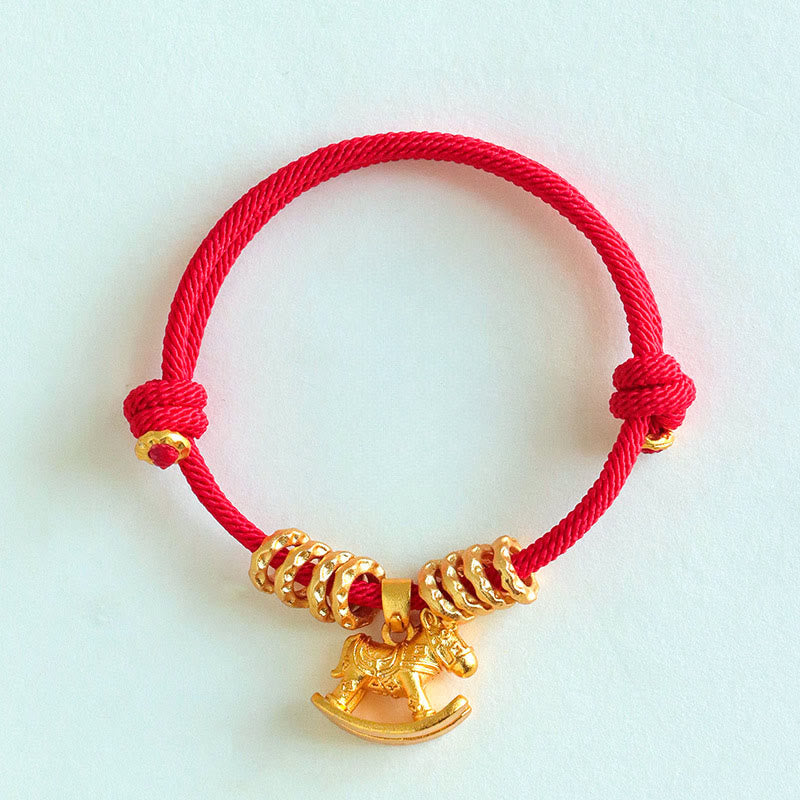 Fortune Jewel Year Of The Horse Simple Horse Circle Charm Rope Faith Bracelet - Fortune Jewel