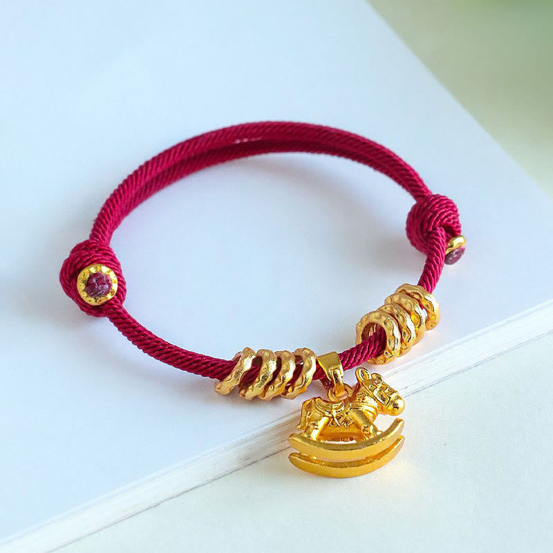 Fortune Jewel Year Of The Horse Simple Horse Circle Charm Rope Faith Bracelet - Fortune Jewel