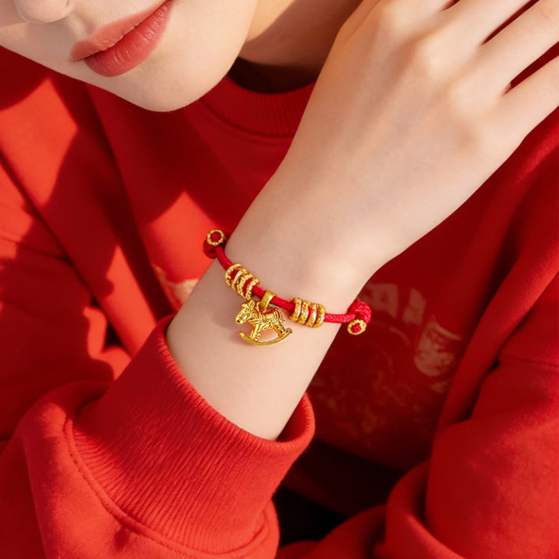 Fortune Jewel Year Of The Horse Simple Horse Circle Charm Rope Faith Bracelet - Fortune Jewel