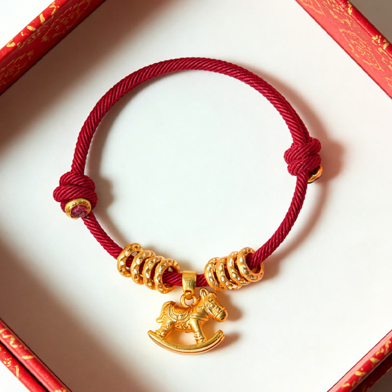 Fortune Jewel Year Of The Horse Simple Horse Circle Charm Rope Faith Bracelet - Fortune Jewel