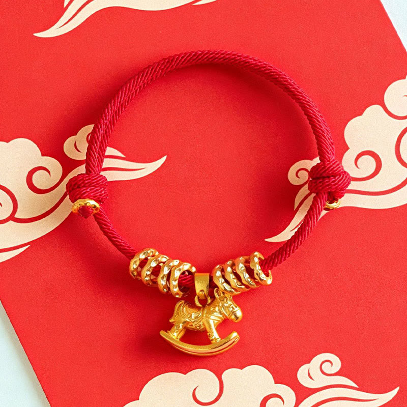 Fortune Jewel Year Of The Horse Simple Horse Circle Charm Rope Faith Bracelet - Fortune Jewel