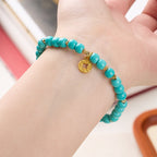 Buddha Stones Copper Coins Charm Imitation Turquoise Bracelet - Fortune Jewel