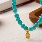 Buddha Stones Copper Coins Charm Imitation Turquoise Bracelet - Fortune Jewel