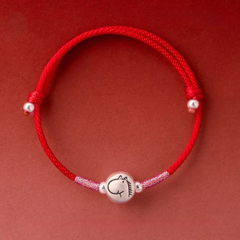 Fortune Jewel Year of the Horse 999 Sterling Silver Red String Luck Bracelet - Fortune Jewel
