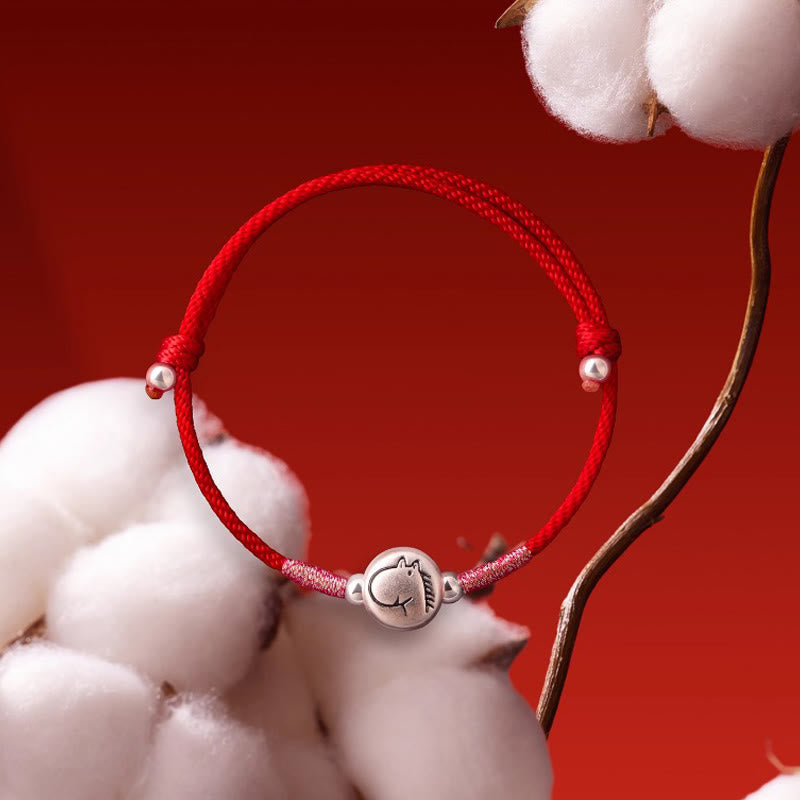 Fortune Jewel Year of the Horse 999 Sterling Silver Red String Luck Bracelet - Fortune Jewel