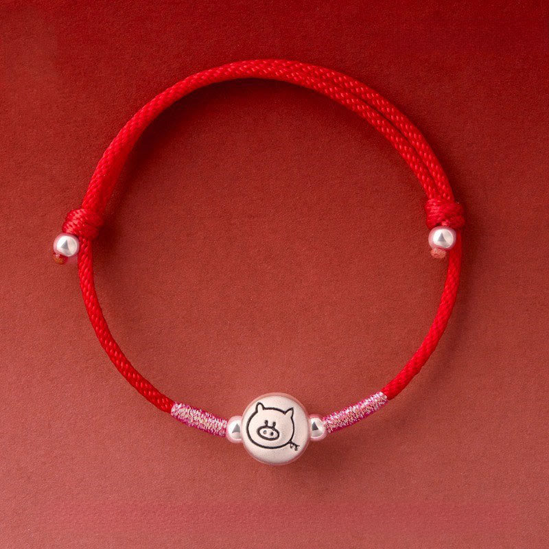 Fortune Jewel Year of the Horse 999 Sterling Silver Red String Luck Bracelet - Fortune Jewel