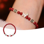 Fortune Jewel Year of the Horse Cinnabar Jade Red String Blessing Bracelet - Fortune Jewel