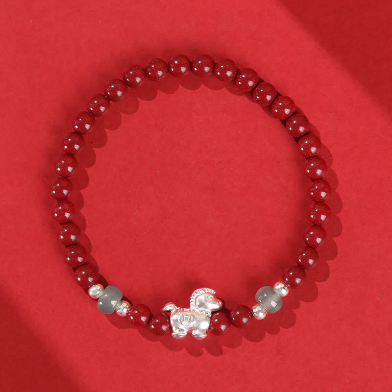 Fortune Jewel Year of the Horse Cinnabar Jade Red String Blessing Bracelet - Fortune Jewel