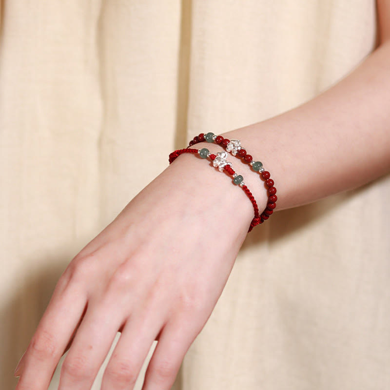 Fortune Jewel Year of the Horse Cinnabar Jade Red String Blessing Bracelet - Fortune Jewel