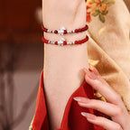 Buddha Stones Year Of The Horse Red Agate 999 Sterling Silver Cinnabar Calm Bracelet - Fortune Jewel