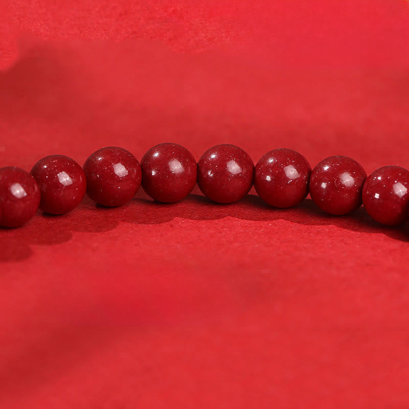 Buddha Stones Year Of The Horse Red Agate 999 Sterling Silver Cinnabar Calm Bracelet - Fortune Jewel