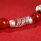 Buddha Stones Year Of The Horse Red Agate 999 Sterling Silver Cinnabar Calm Bracelet - Fortune Jewel