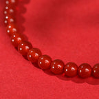 Buddha Stones Year Of The Horse Red Agate 999 Sterling Silver Cinnabar Calm Bracelet - Fortune Jewel