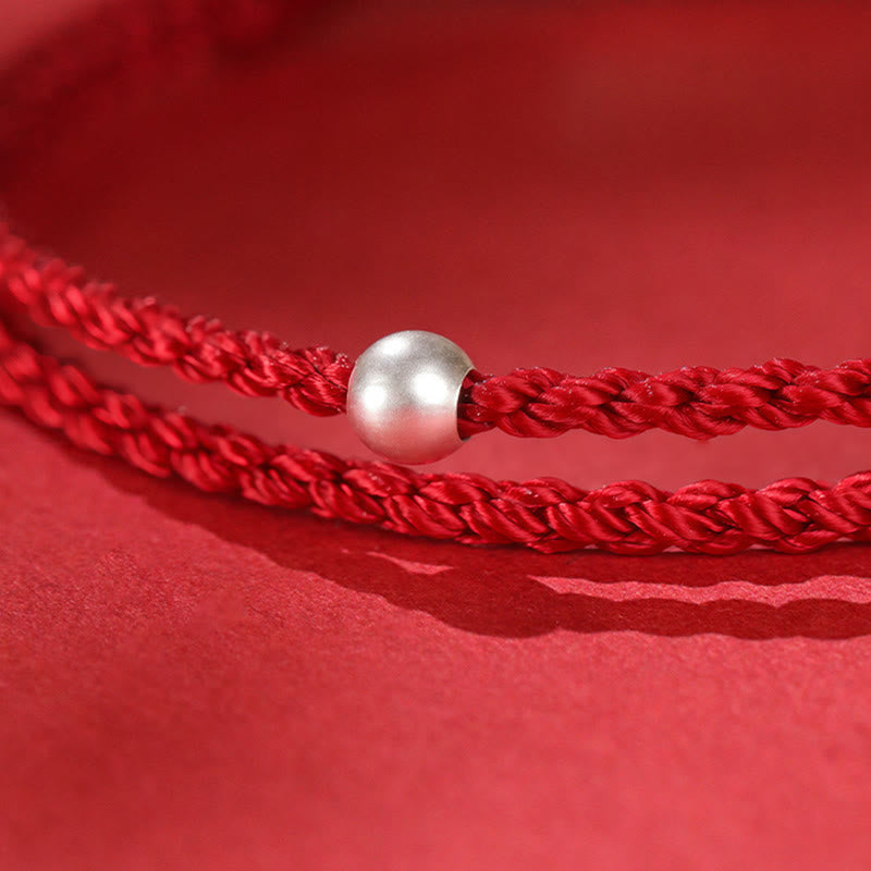 Fortune Jewel Year Of The Horse Cinnabar Hetian Jade 999 Sterling Silver Red String Concentration Bracelet - Fortune Jewel
