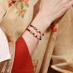 Fortune Jewel Year Of The Horse Cinnabar Hetian Jade 999 Sterling Silver Red String Concentration Bracelet - Fortune Jewel