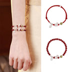 Fortune Jewel Year Of The Horse Cinnabar Hetian Jade 999 Sterling Silver Red String Concentration Bracelet - Fortune Jewel