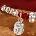Fortune Jewel Year Of The Horse Cinnabar Hetian Jade 999 Sterling Silver Red String Concentration Bracelet - Fortune Jewel