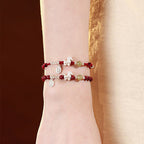 Fortune Jewel Year Of The Horse Cinnabar Hetian Jade 999 Sterling Silver Red String Concentration Bracelet - Fortune Jewel