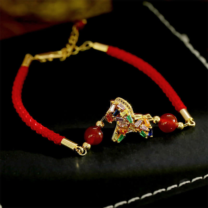 Fortune Jewel Year Of The Horse Copper Red Agate Balance Bracelet - Fortune Jewel