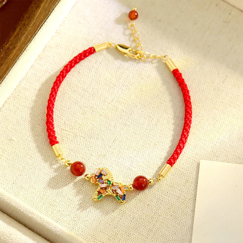 Fortune Jewel Year Of The Horse Copper Red Agate Balance Bracelet - Fortune Jewel