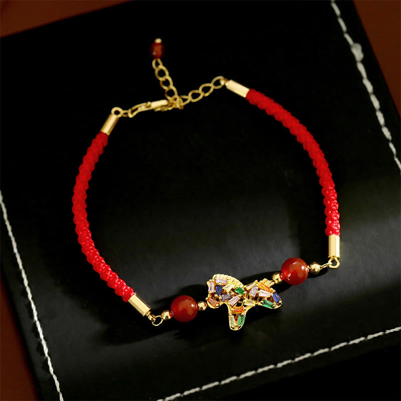 Fortune Jewel Year Of The Horse Copper Red Agate Balance Bracelet - Fortune Jewel