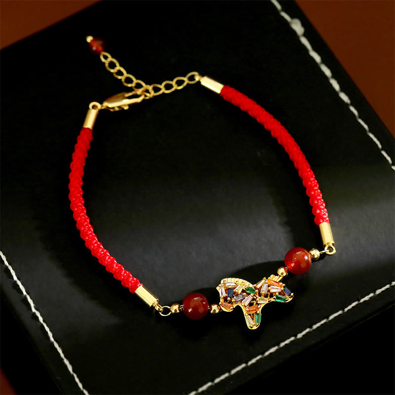 Fortune Jewel Year Of The Horse Copper Red Agate Balance Bracelet - Fortune Jewel