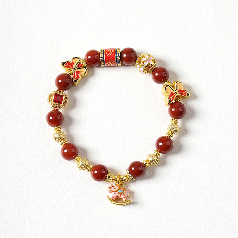 Fortune Jewel Year Of The Horse South Red Agate Sun Stone Tourmaline Success Bracelet - Fortune Jewel