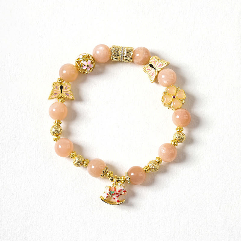 Fortune Jewel Year Of The Horse South Red Agate Sun Stone Tourmaline Success Bracelet - Fortune Jewel