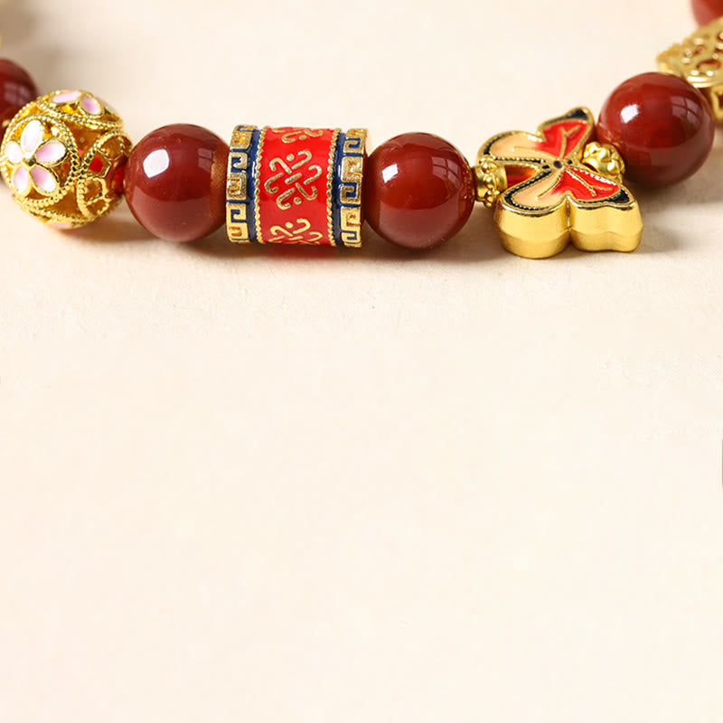 Fortune Jewel Year Of The Horse South Red Agate Sun Stone Tourmaline Success Bracelet - Fortune Jewel