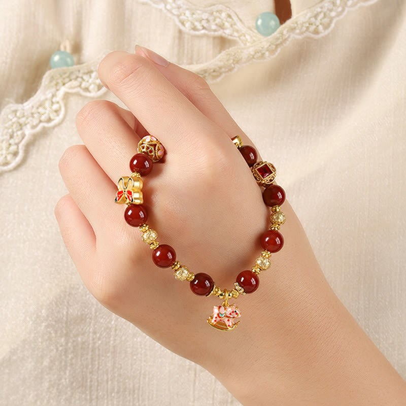 Fortune Jewel Year Of The Horse South Red Agate Sun Stone Tourmaline Success Bracelet - Fortune Jewel