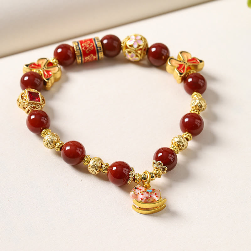 Fortune Jewel Year Of The Horse South Red Agate Sun Stone Tourmaline Success Bracelet - Fortune Jewel